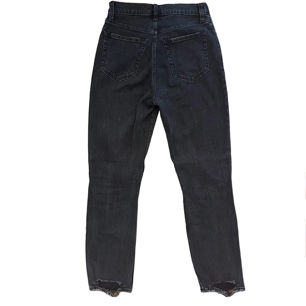 Abercrombie & Fitch Ankle Straight Jeans 27 4 Ultra High Rise Black Distressed - Picture 2 of 14